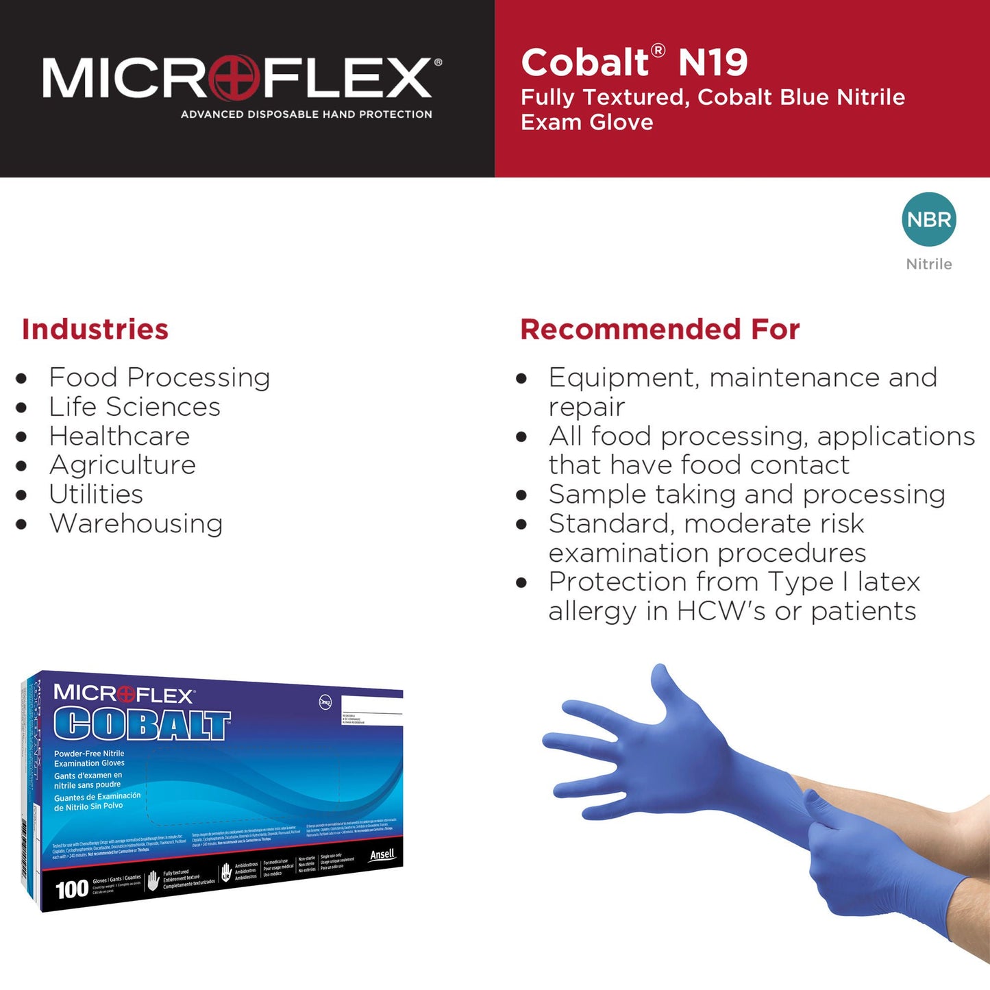 MICROFLEX® Cobalt® Nitrile Exam Gloves, Blue - view 4