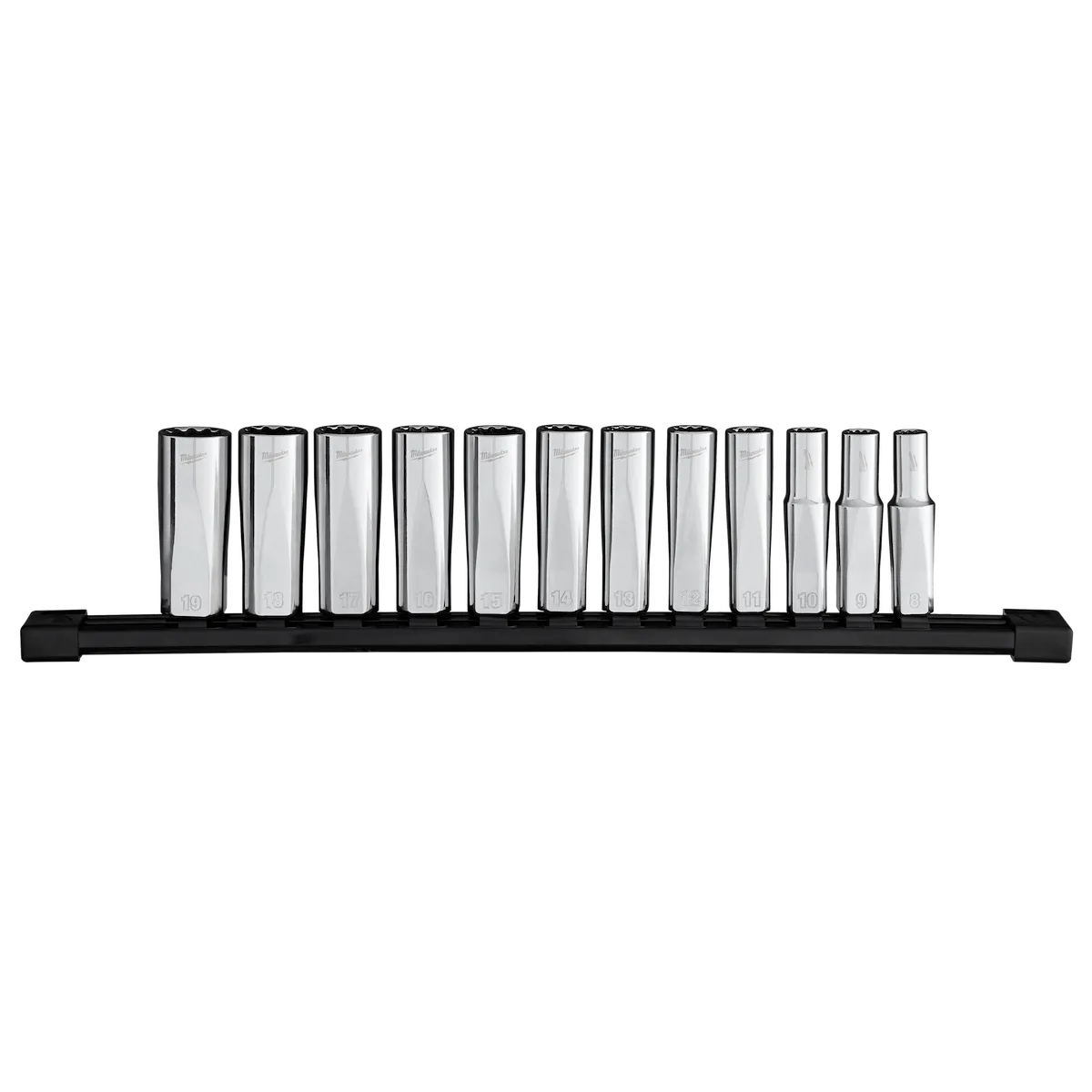 Milwaukee 12pc 3/8” Drive 12-Point Deep Well Metric Socket Set 48-22-9521 | Chrome Vanadium Steel