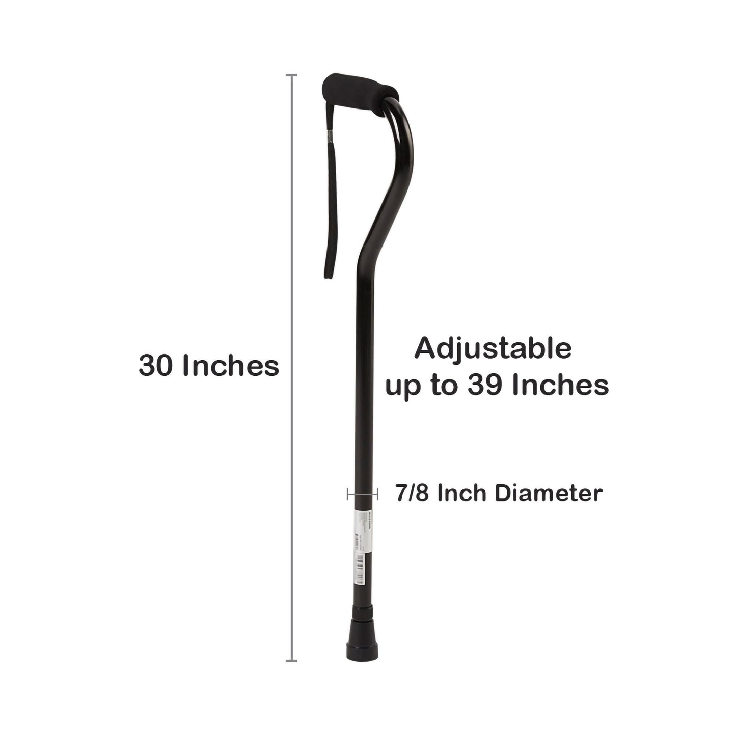 McKesson Black Aluminum Offset Cane, 30 – 39 Inch Height