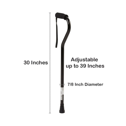 McKesson Black Aluminum Offset Cane, 30 – 39 Inch Height