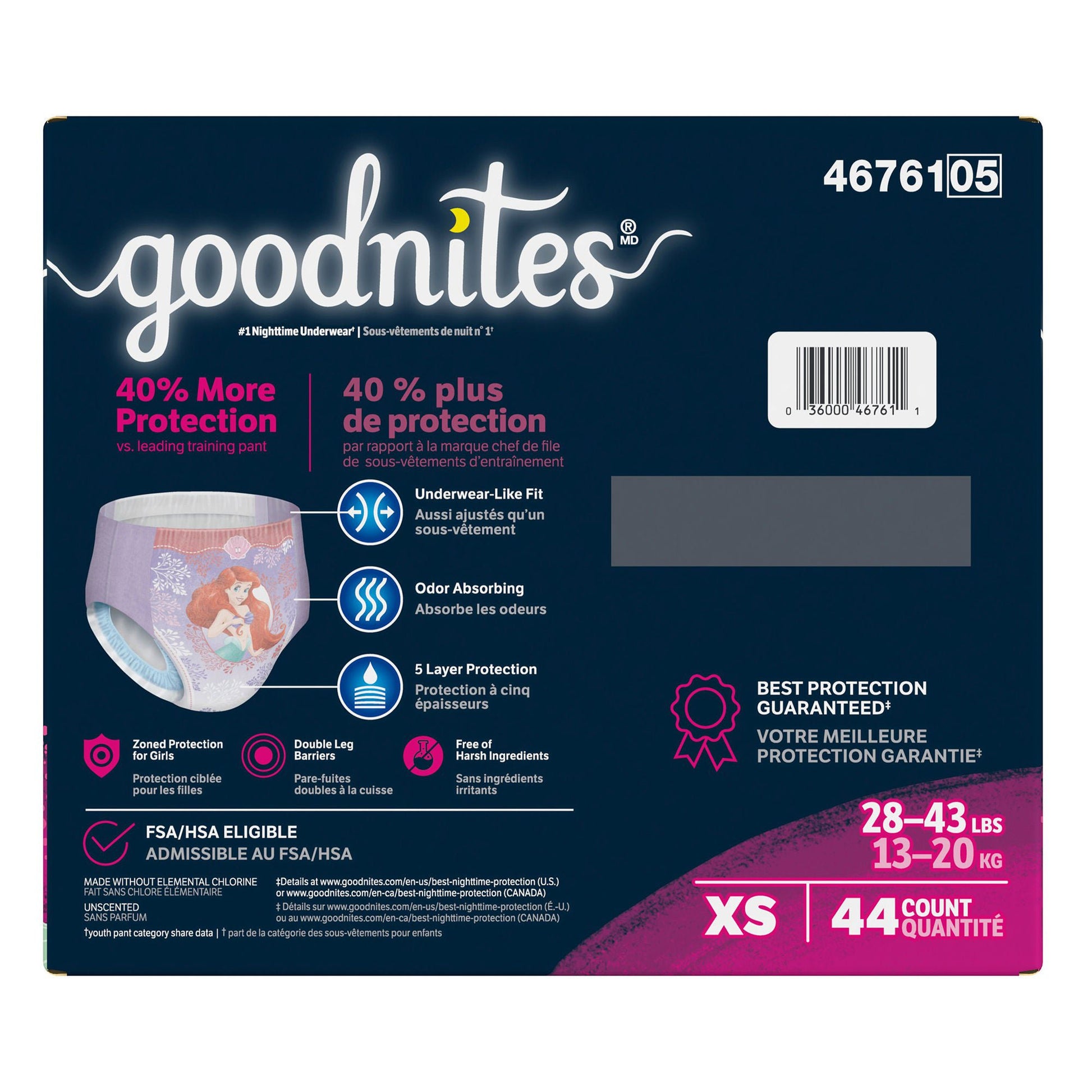 Goodnites® Heavy Absorbency Nighttime Underwear, for Girls 28 – 43 lbs.