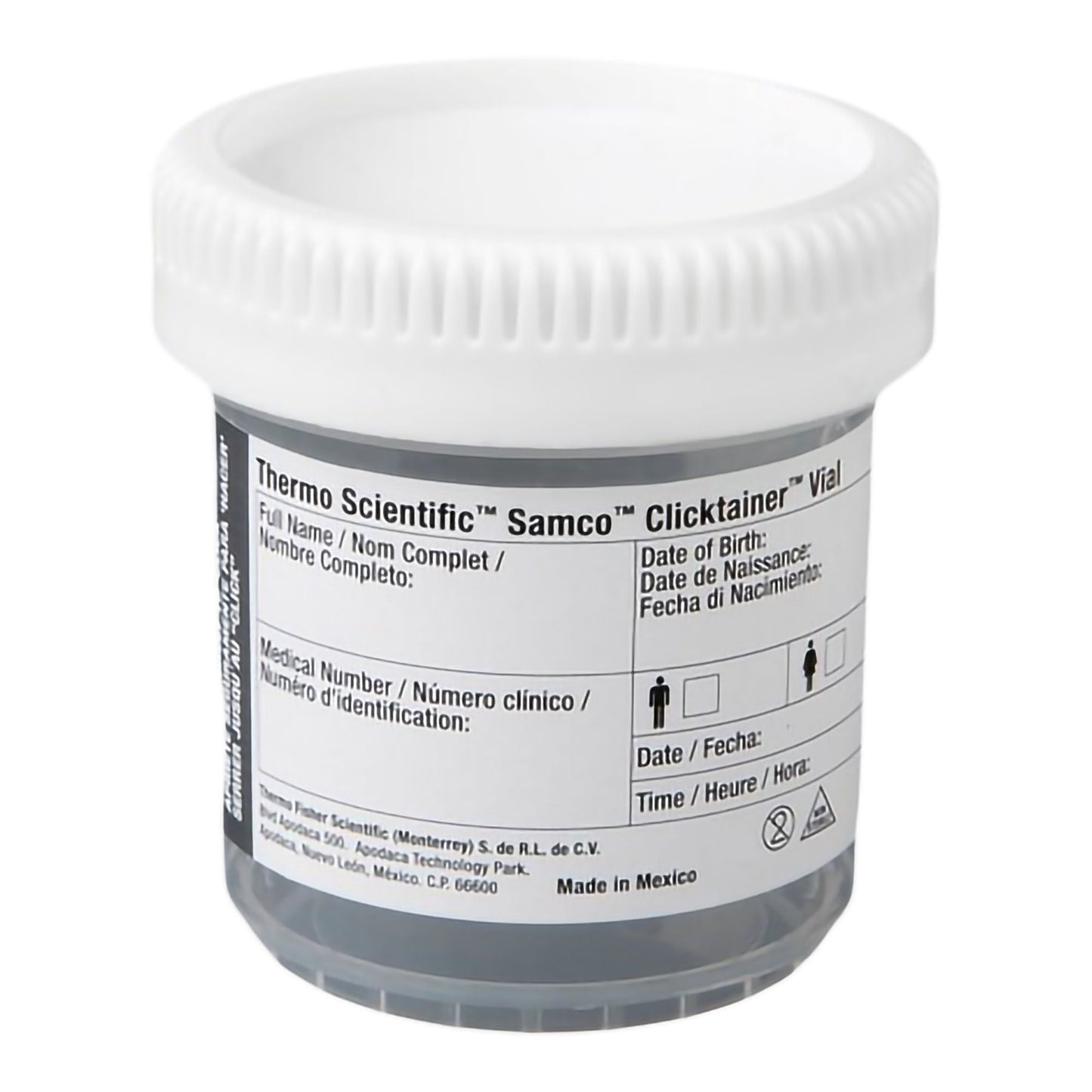 Samco Clicktainer Specimen Container with Temperature Strip 53 mm Opening (3 oz.) Screw Cap Unprinted