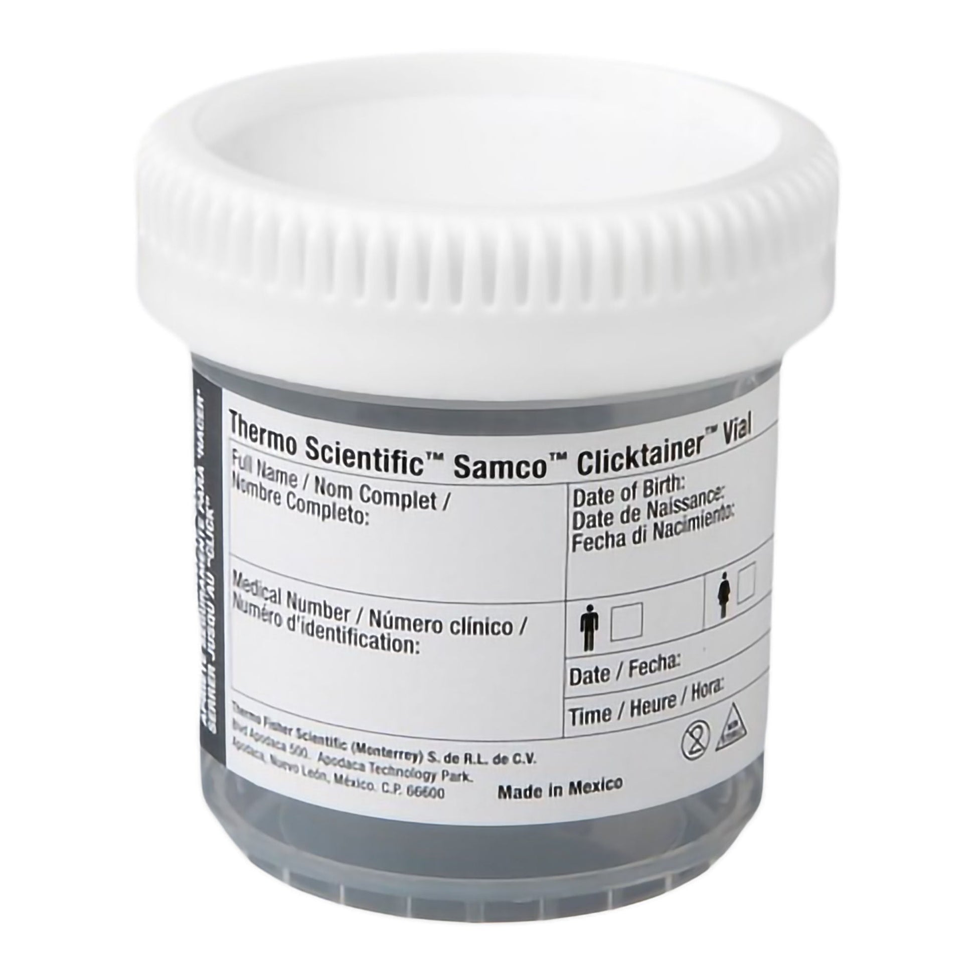Samco Clicktainer Specimen Container with Temperature Strip 53 mm Opening (3 oz.) Screw Cap Unprinted