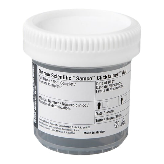 Samco Clicktainer Specimen Container with Temperature Strip 53 mm Opening (3 oz.) Screw Cap Unprinted