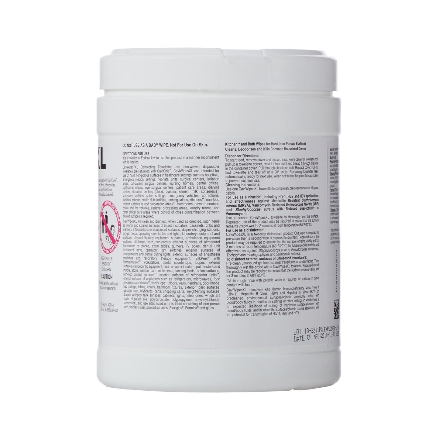 Metrex CaviWipes Surface Disinfectant Alcohol-Based Wipes