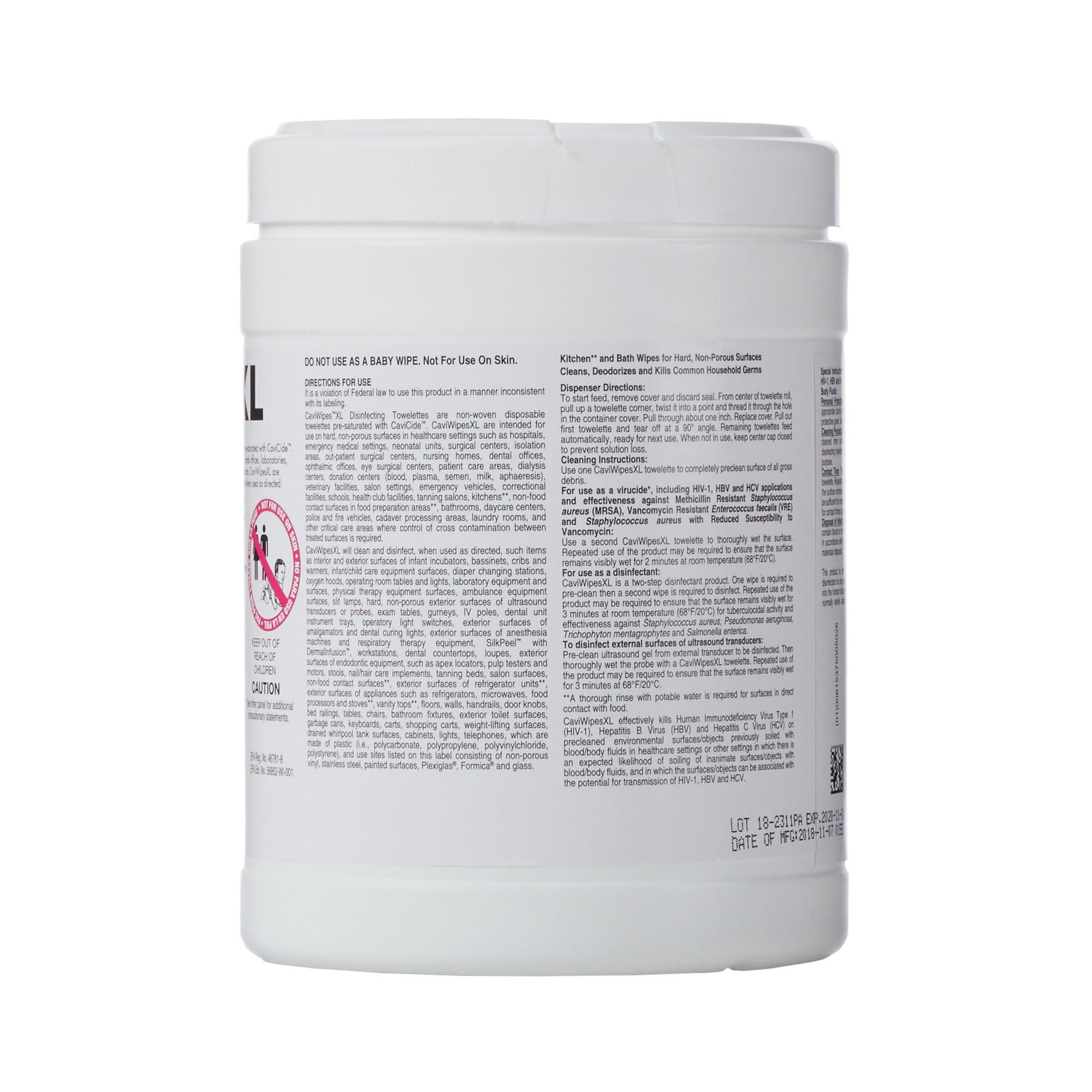 Metrex CaviWipes Surface Disinfectant Alcohol-Based Wipes