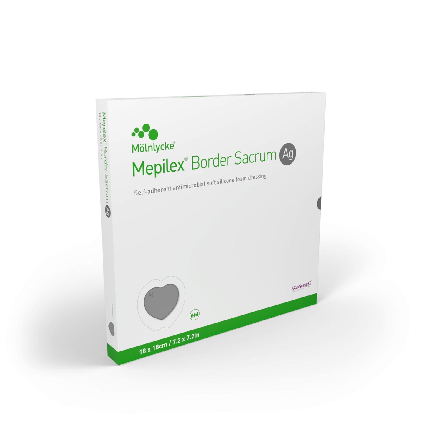 Mepilex Border Sacrum Ag Silver Foam Dressing Silicone Adhesive with Border Sacral