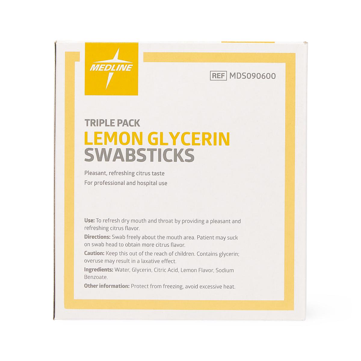 Medline Lemon Glycerin Swabstick Rayon Tip