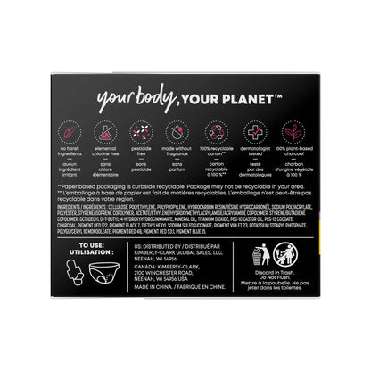 U by Kotex® Balance Ultra Thin Charcoal Pads with Wings, Regular