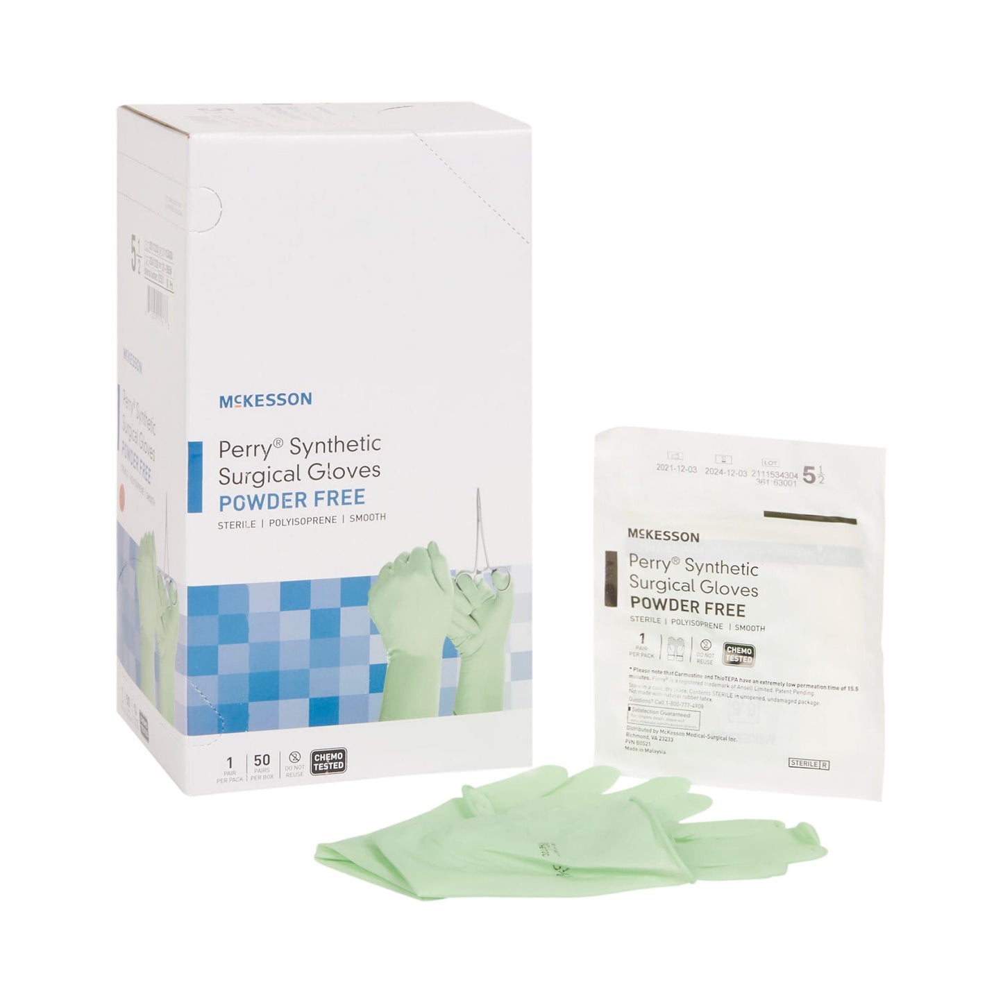 Sterile McKesson Perry® Performance Plus Polyisoprene Surgical Gloves, Green