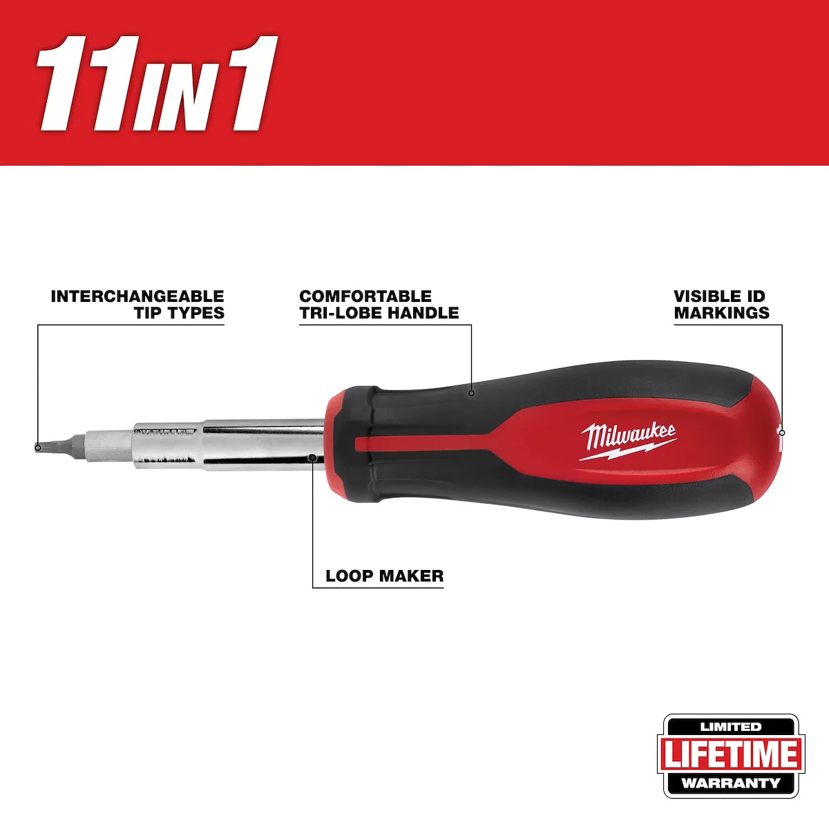 Milwaukee 2pc 11-in-1 Multi-Bit Screwdriver and 6-IN-1 Stubby Multi-Bit Screwdriver Set 48-22-2763