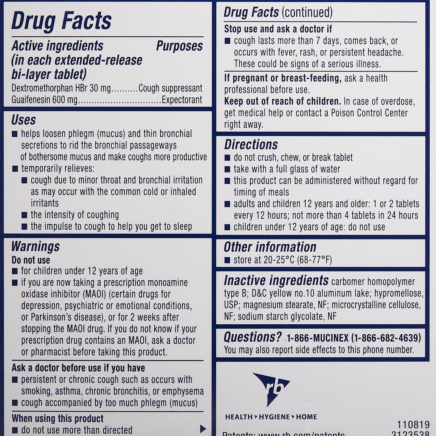 Mucinex® DM Expectorant & Cough Suppressant Extended-Release Bi-Layer Tablet