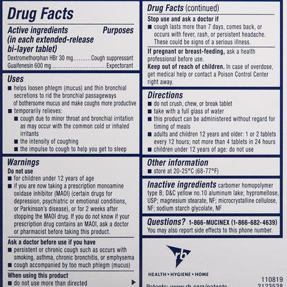 Mucinex® DM Expectorant & Cough Suppressant Extended-Release Bi-Layer Tablet
