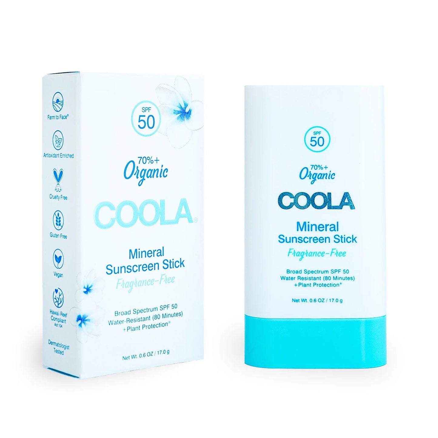 Coola® Mineral Sunscreen Stick Fragrance-Free Water-Resistant SPF 50