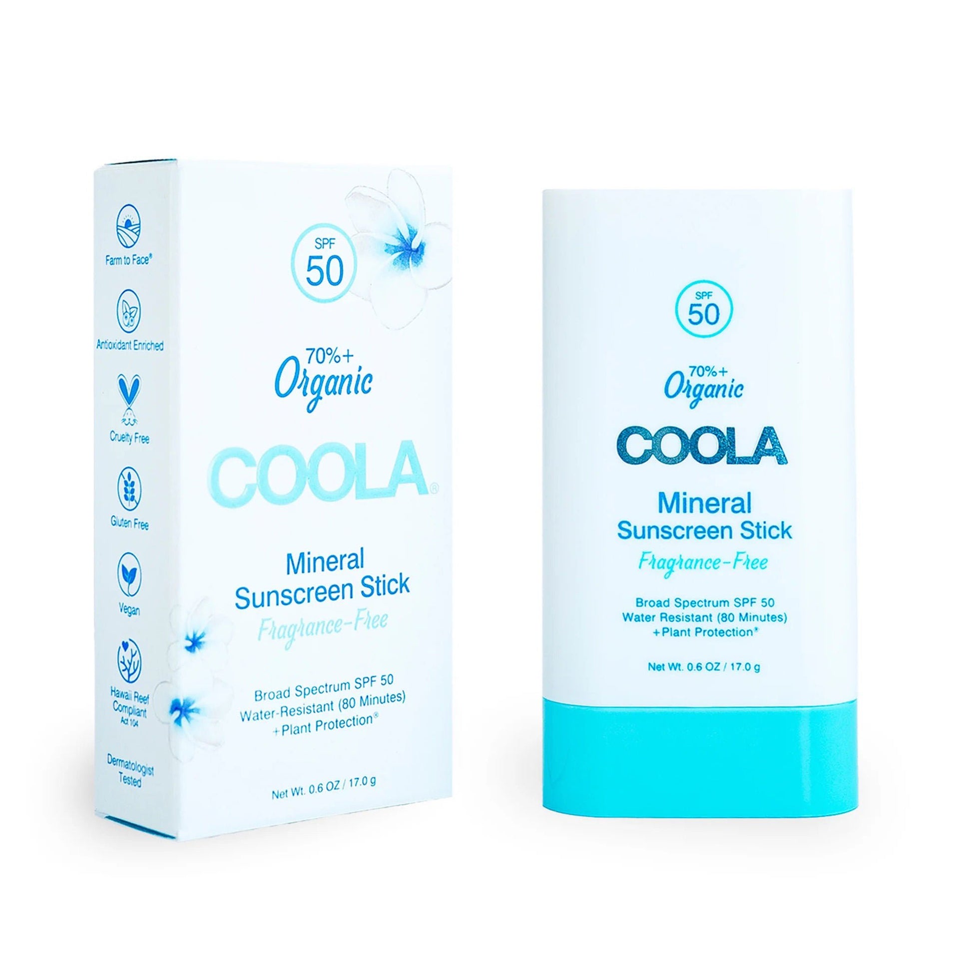 Coola® Mineral Sunscreen Stick Fragrance-Free Water-Resistant SPF 50