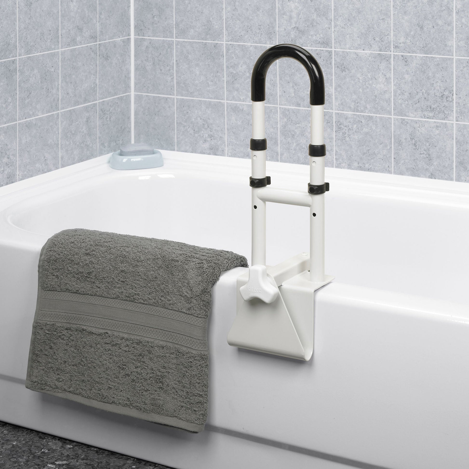 drive™ Clamp-On Tub Rail, White Steel, 14.5 – 17 Inch Height