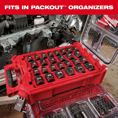 Milwaukee 36PC SHOCKWAVE Impact Duty Socket 3/8” Drive Set with PACKOUT 49-66-6805 | 3/8 in Drive, 36-Piece