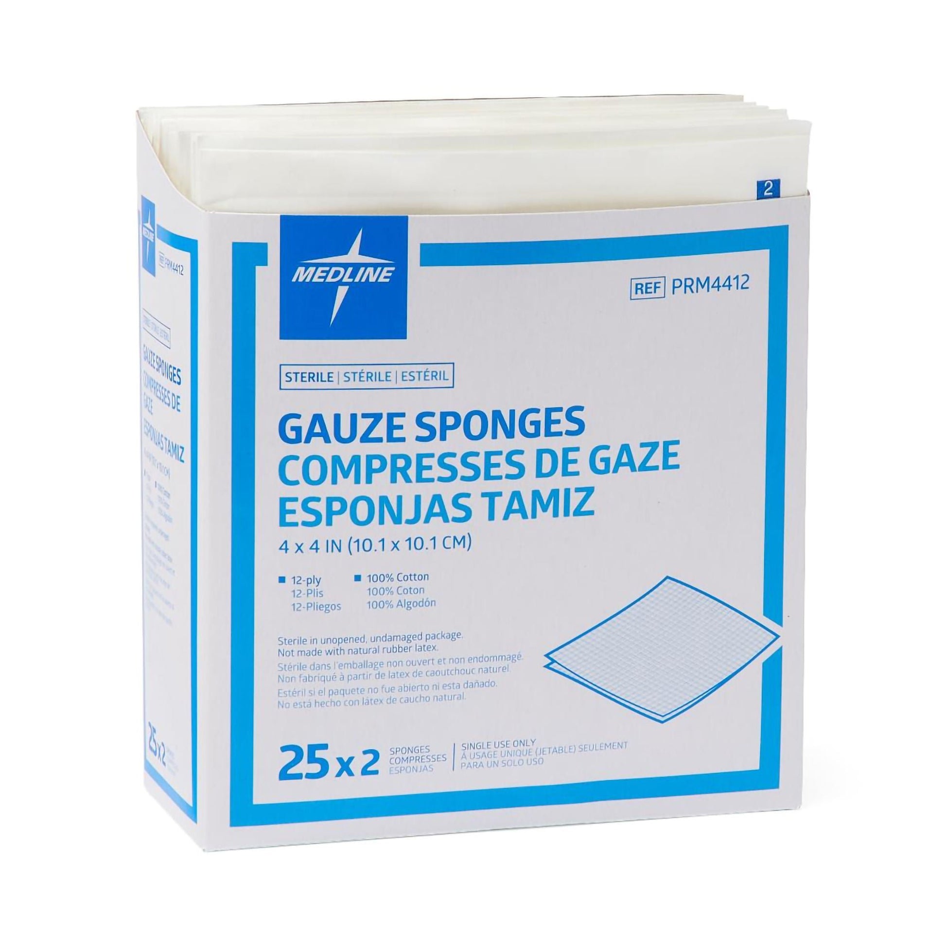 Medline Sterile Gauze Sponge, 12-Ply