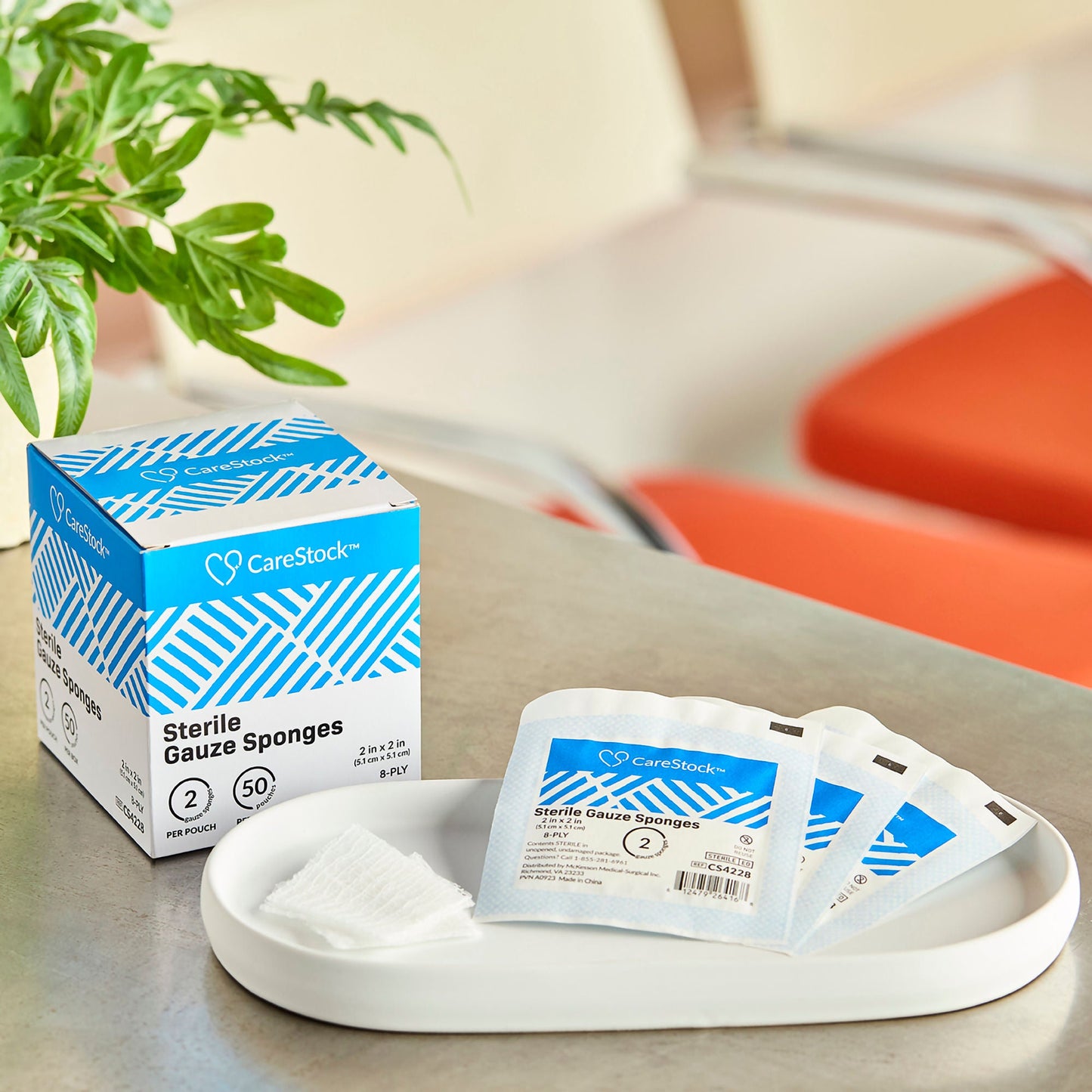 CareStock™ Gauze Sponge, 8-Ply, Medical-Grade Cotton Wound Dressing