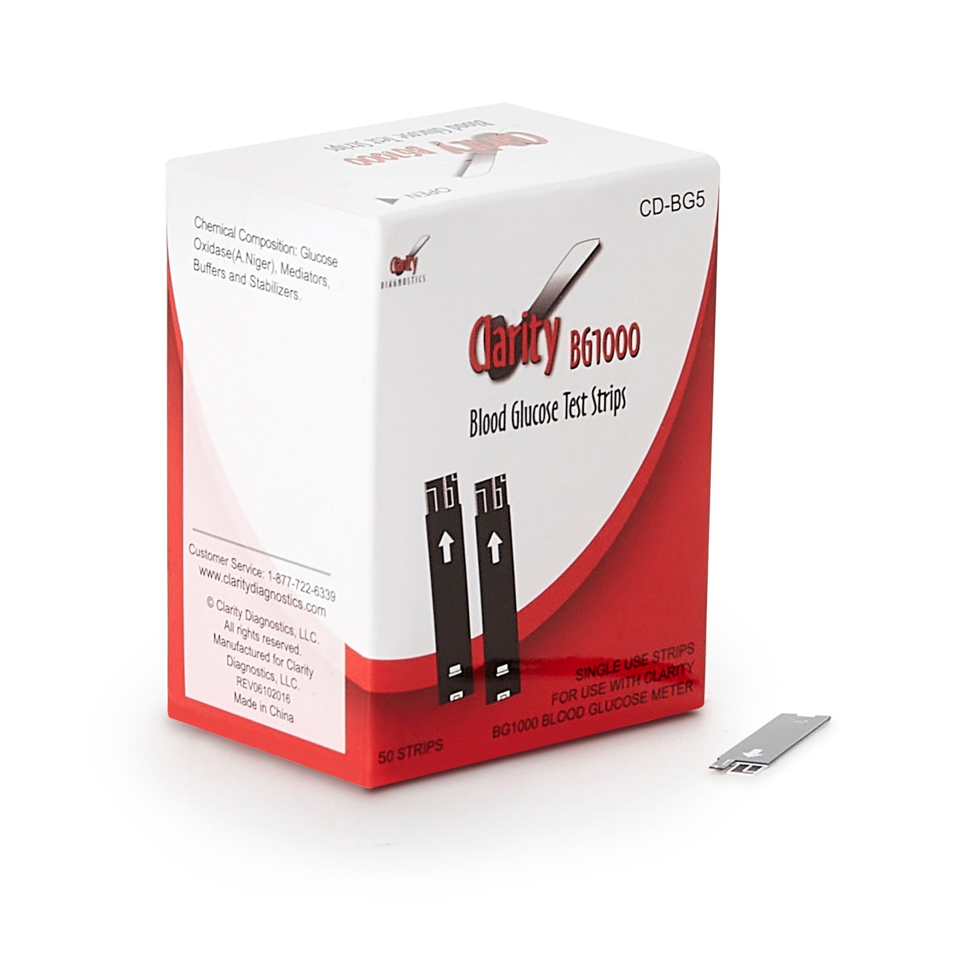 Clarity BG1000 Blood Glucose Test Strips 50 Strips For Clarity BG1000 Blood Glucose Monitoring System