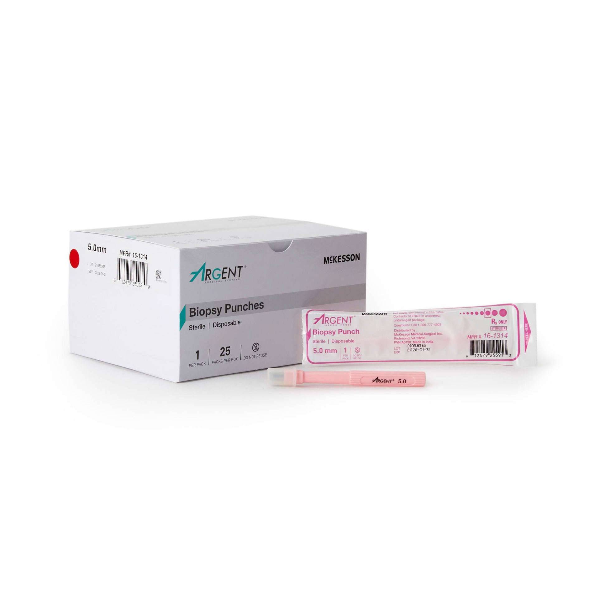 McKesson Argent™ Disposable Biopsy Punches, 5.0 mm – Box of 25