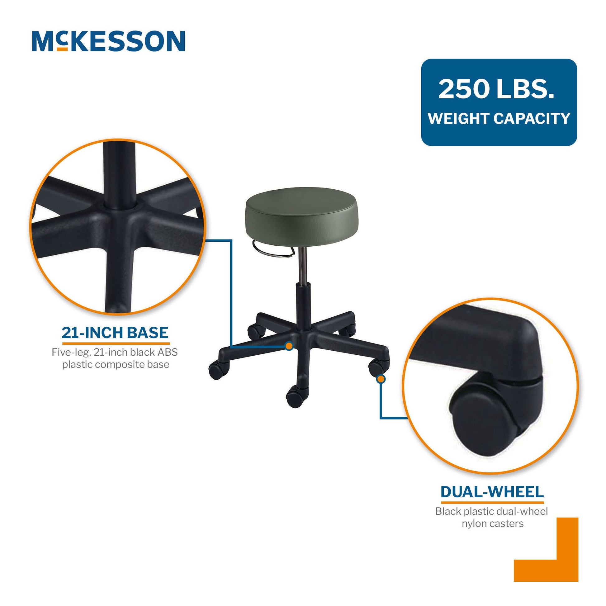 McKesson Exam Stool, Gunmetal, without Backrest