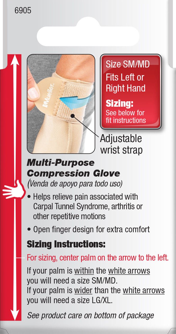 Mueller® Compression & Support Gloves Nylon / Polyester / Spandex Compression Gloves, Beige - view 5