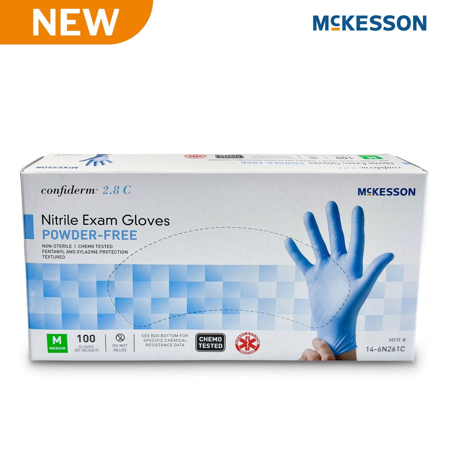 McKesson Confiderm® 2.8 C Nitrile Exam Gloves, Ocean Blue