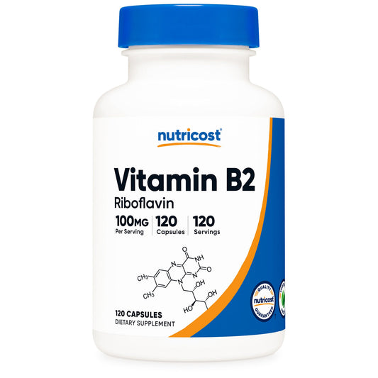 nutricost Vitamin B2 Riboflavin Dietary Supplement Vitamin B2 100 mg Strength Capsule