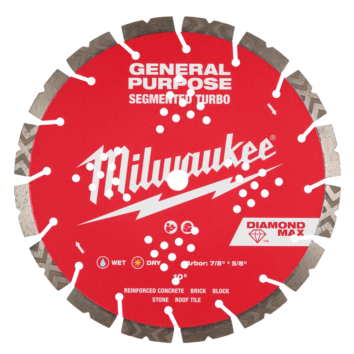 Milwaukee 10" DIAMOND MAX Segmented Turbo, General Purpose Diamond Blade 49-93-9010 | Diamond Coated