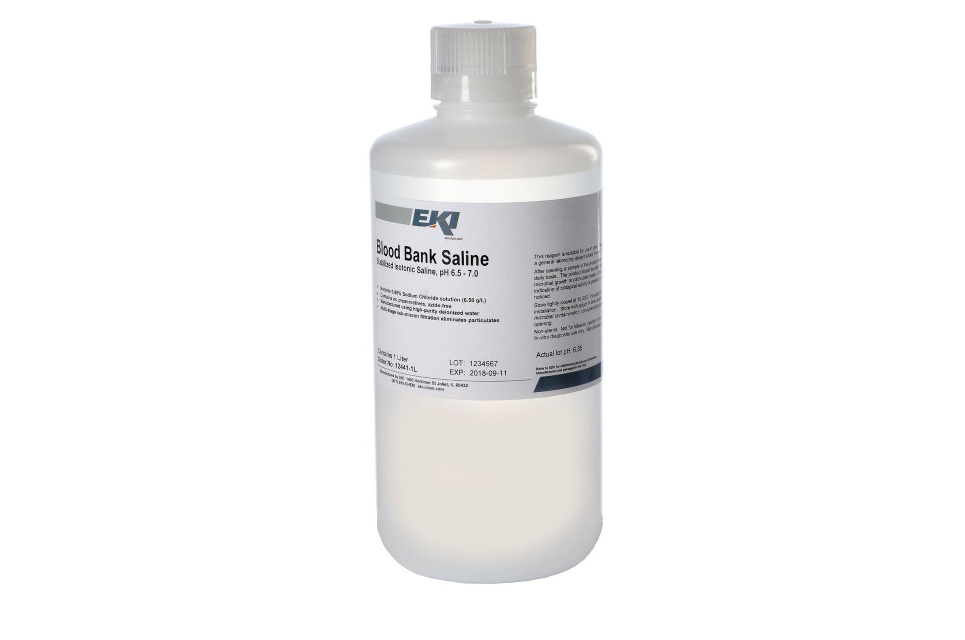Immunohematology Reagent Saline Blood Bank 0.85% 1 Liter