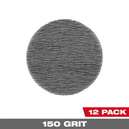 Milwaukee 3” 150 Grit Mesh Sanding Discs with POWERGRID Tear Resistant Mesh – (12 PK) + Pad Saver 48-80-6150