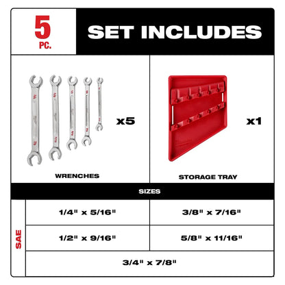 Milwaukee 5pc Double End Flare Nut Wrench Set - SAE 48-22-9470