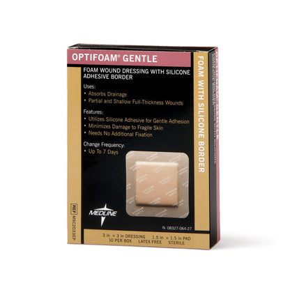 Optifoam Gentle Foam Dressing With Border Waterproof Backing Silicone Border Square