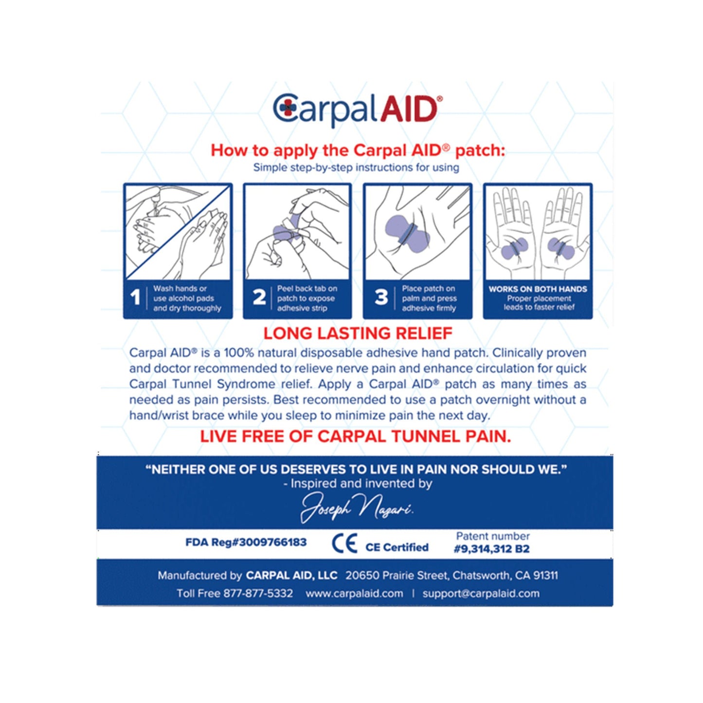 CarpalAid® Patch Pregnancy Hand-Based Carpal Tunnel Support