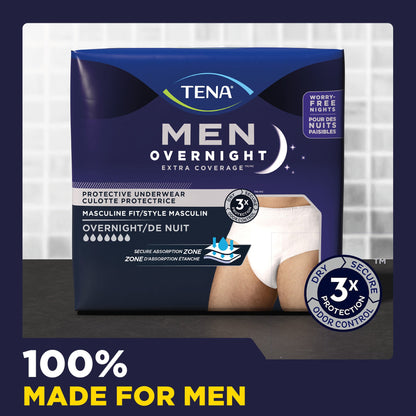 Tena® Men Overnight Extra Coverage Protective Underwear, Heavy Absorbency, S/M