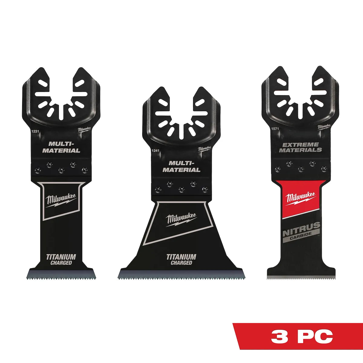 Milwaukee 3 PC Multi-Material Universal Fit Oscillating Multi-Tool Blade Set 49-25-1241