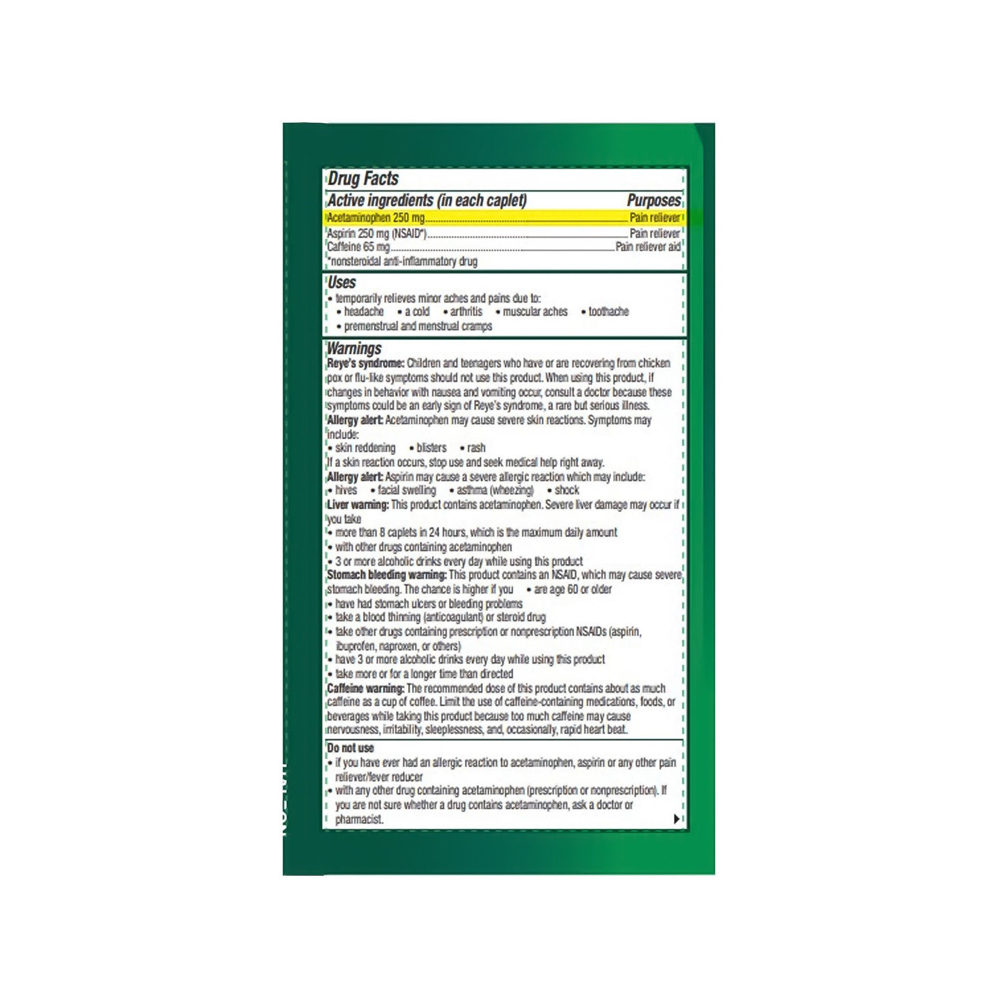 Excedrin® Migraine Relief Caplets with Acetaminophen, Aspirin and Caffeine