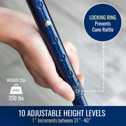 DMI® Lightweight Adjustable T-Handle Cane, Blue, 31 – 40 Inch Height