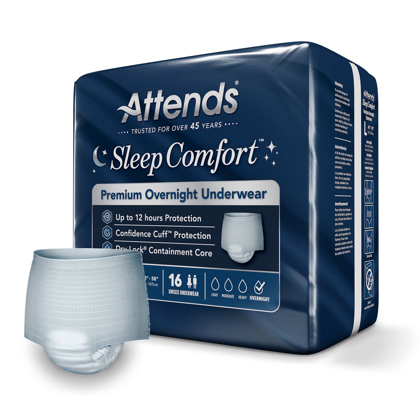 Attends® Sleep Comfort Premium Overnight Underwear, 44 – 58 Inches
