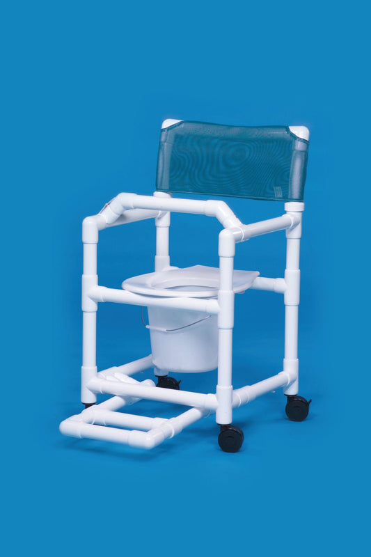 Standard Commode / Shower Chair Fixed Arms PVC Frame Mesh Backrest 17-1/4 Inch Seat Width 300 lbs. Weight Capacity