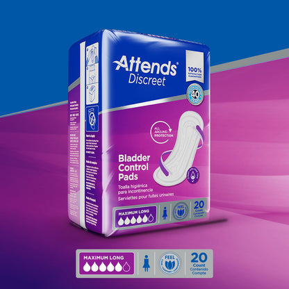 Attends® Discreet Women's Maximum Long Bladder Control Pad, 14.5-Inch Length