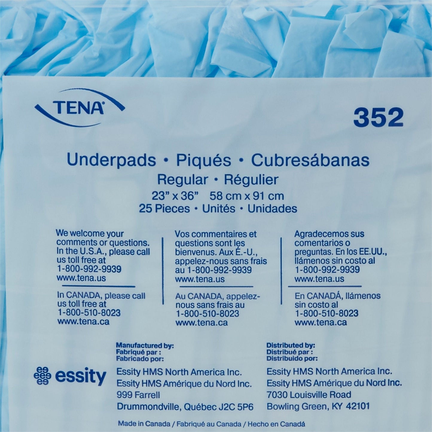 Tena® Regular Underpads, Light Absorbency, Blue, Disposable