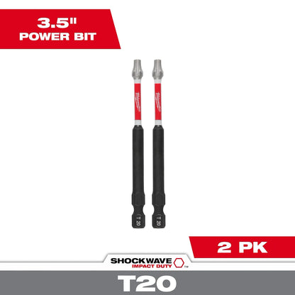 Milwaukee SHOCKWAVE Impact Duty 3-1/2" T20 Bit (2 PK) 48-32-4678 | T20 Drive, 2-Piece