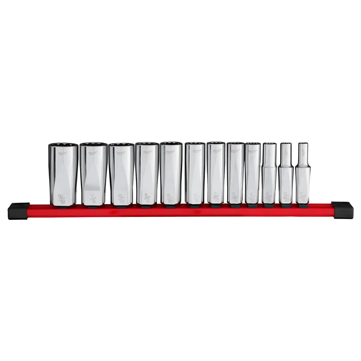 Milwaukee 12pc 3/8” Drive 12-Point Deep Well SAE Socket Set 48-22-9421 | Chrome Vanadium Steel
