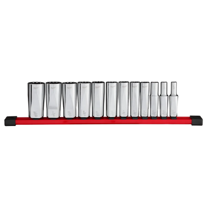 Milwaukee 12pc 3/8” Drive 12-Point Deep Well SAE Socket Set 48-22-9421 | Chrome Vanadium Steel