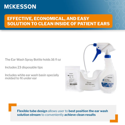 McKesson Ear Wash System Kit Spray Bottle with Flexible Tube and 23 Ear Tips