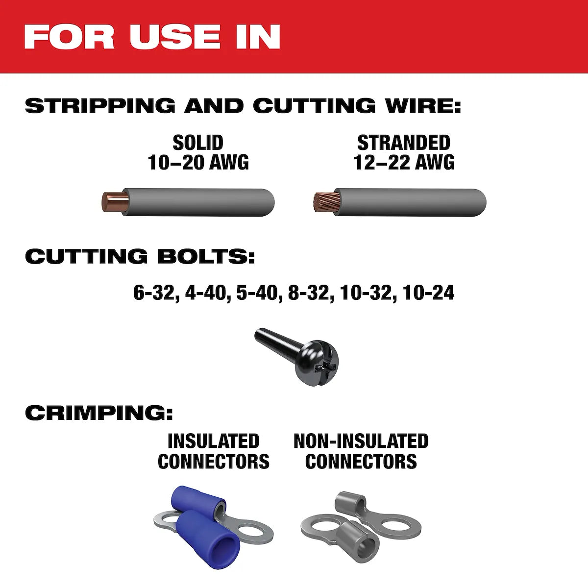 Milwaukee Multi-Purpose Wire Stripper with Crimper 48-22-6579 | Steel