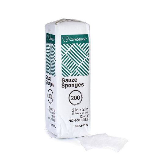CareStock™ Gauze Sponge, . 12-Ply, Medical-Grade Cotton Wound Dressing