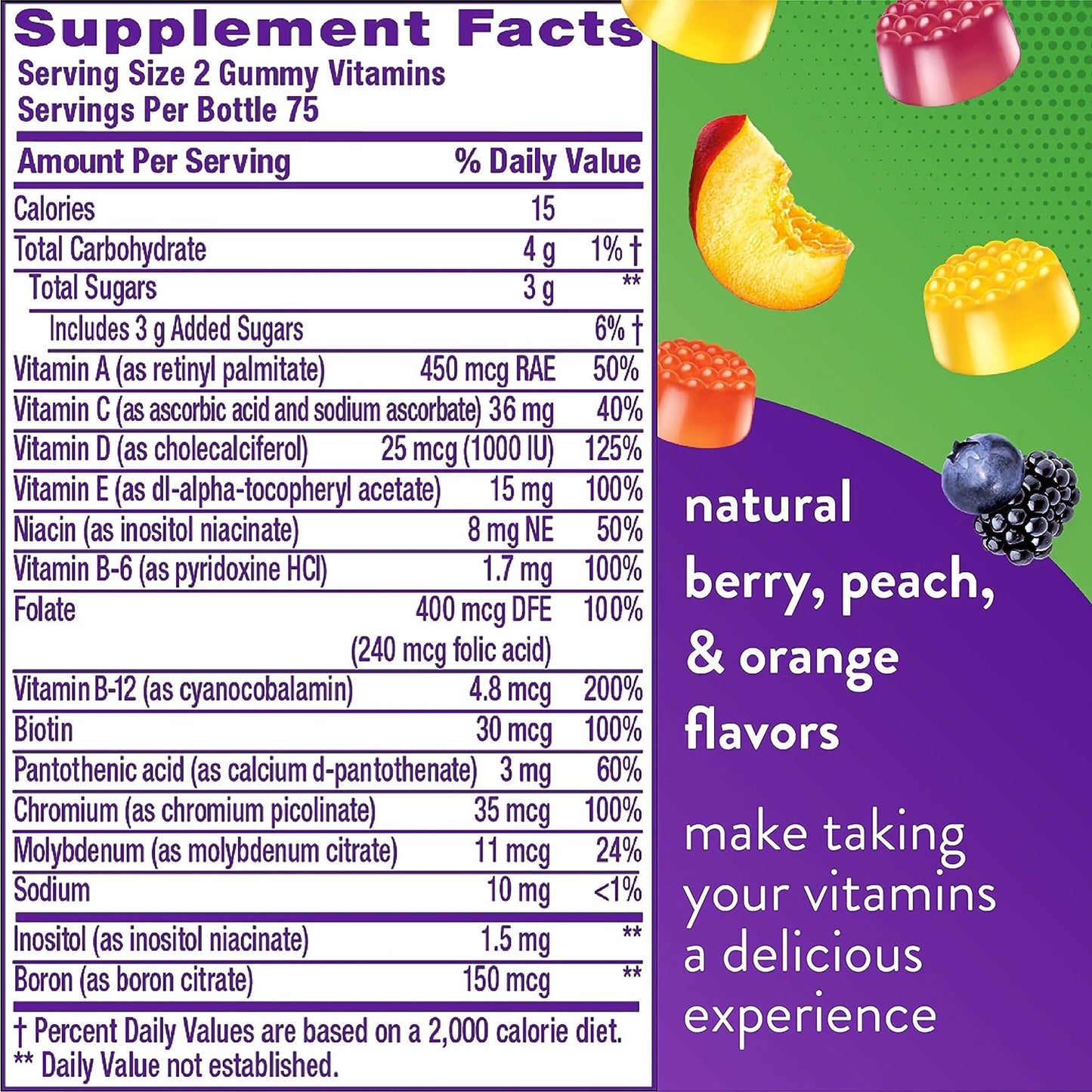vitafusion® MultiVites® Gummies, Berry, Peach and Orange Flavors